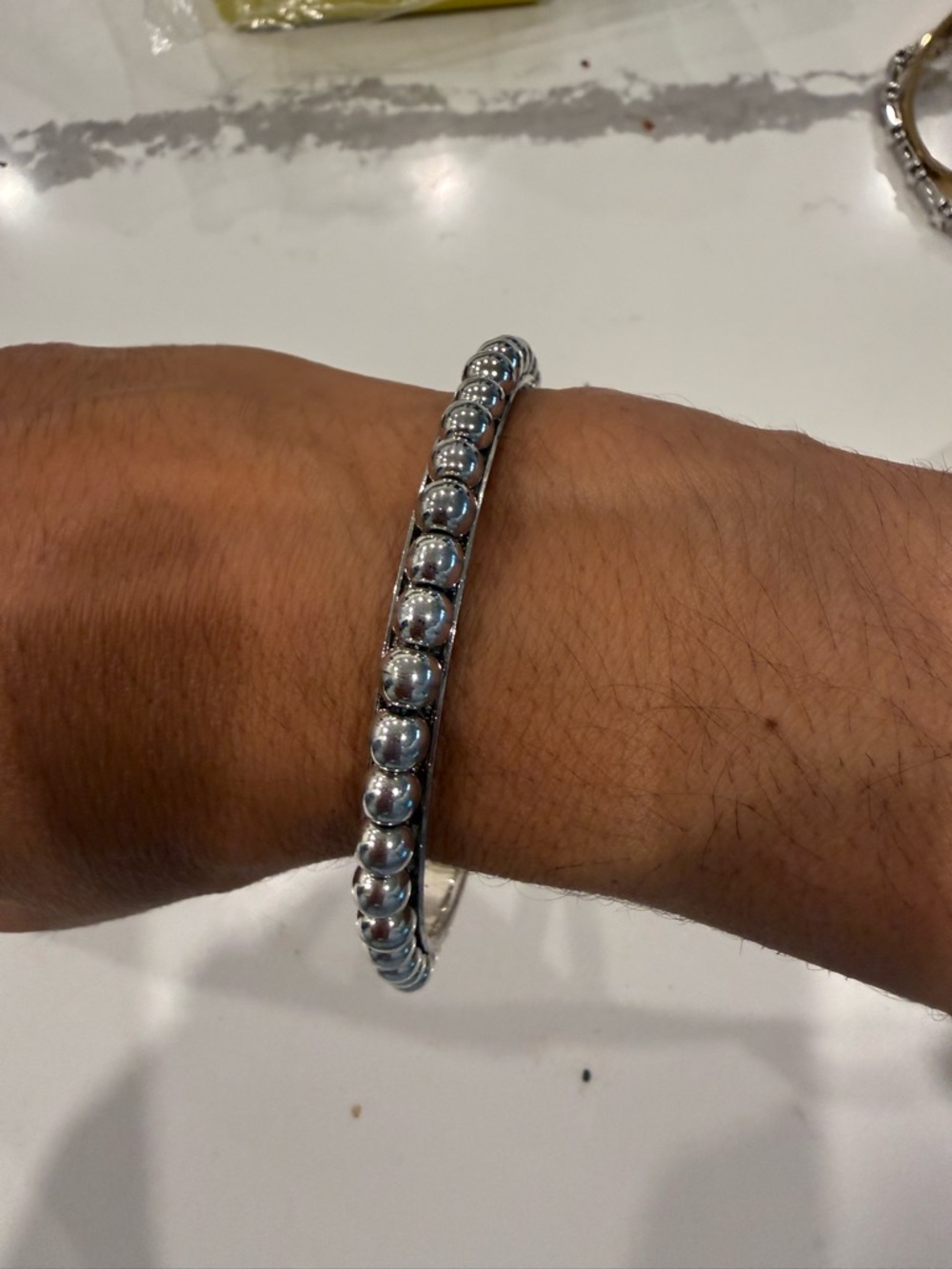 Silver Bead Stretch Bracelet - Women's Jewelry